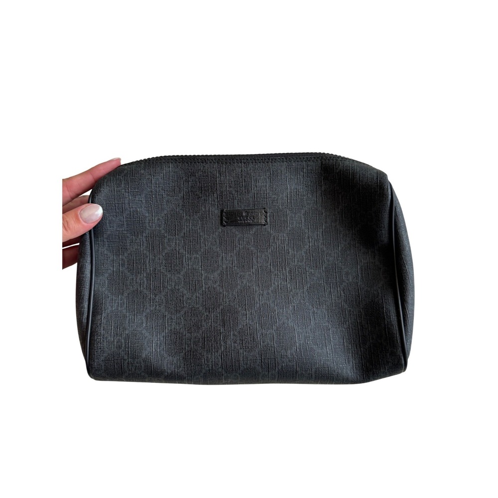 Gucci Black GG Monogram Coated Canvas Toiletry Pouch Bag